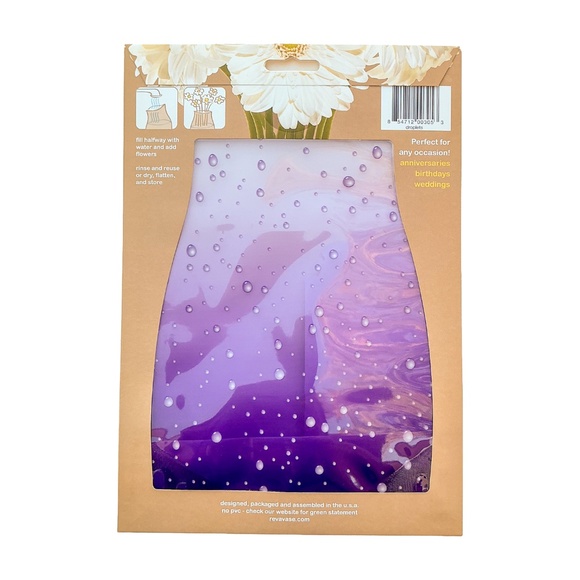 Reva Expanding Flower Vase Droplets Design Purple NWT - Picture 3 of 5